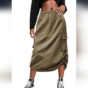 *NWT FARORO Y2k Cargo Long Skirt for Women Trendy High Waisted Vintage Slit Midi